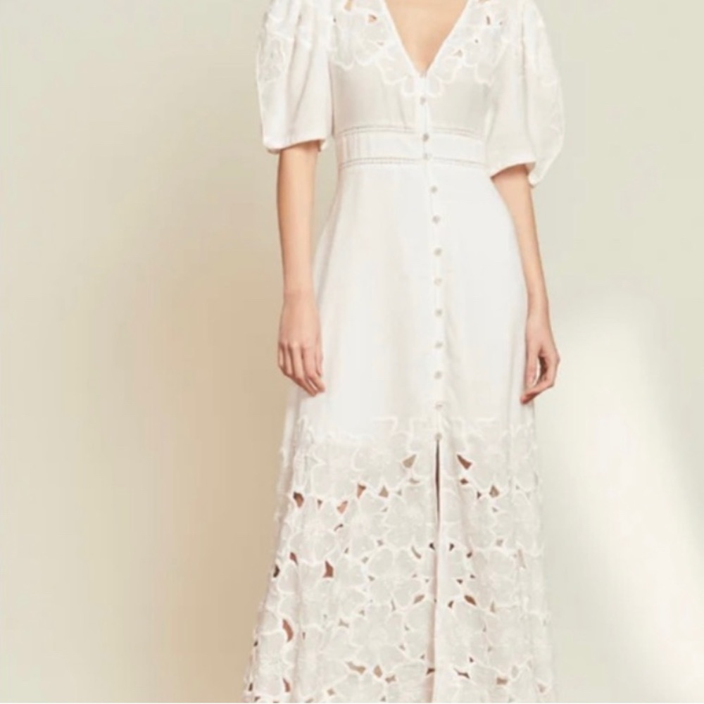 Veronica Beard White Hope Eyelet Maxi Dress
